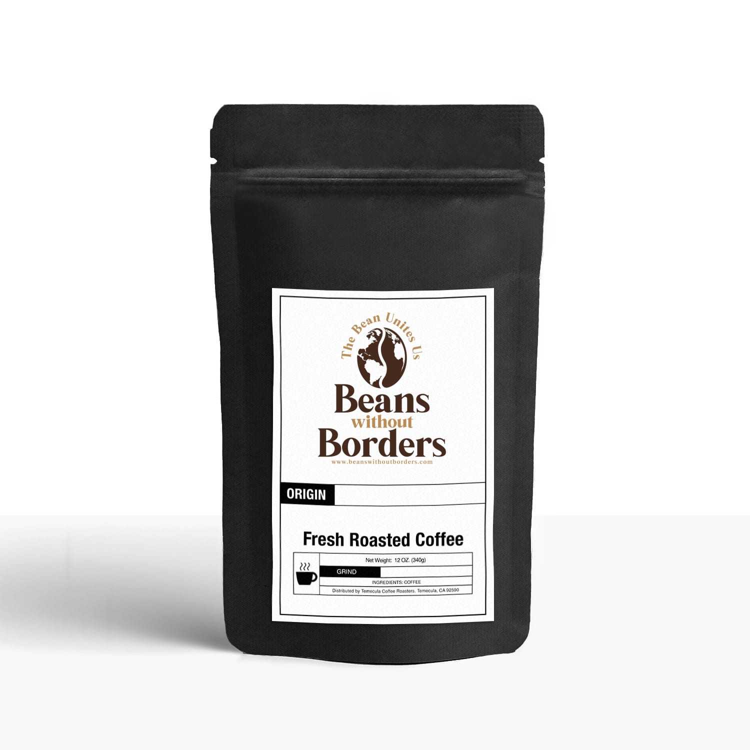 Cold Brew Coffee blend by Beans Without Borders in a matte black resealable pouch, labeled Fresh Roasted Coffee for premium brewing.