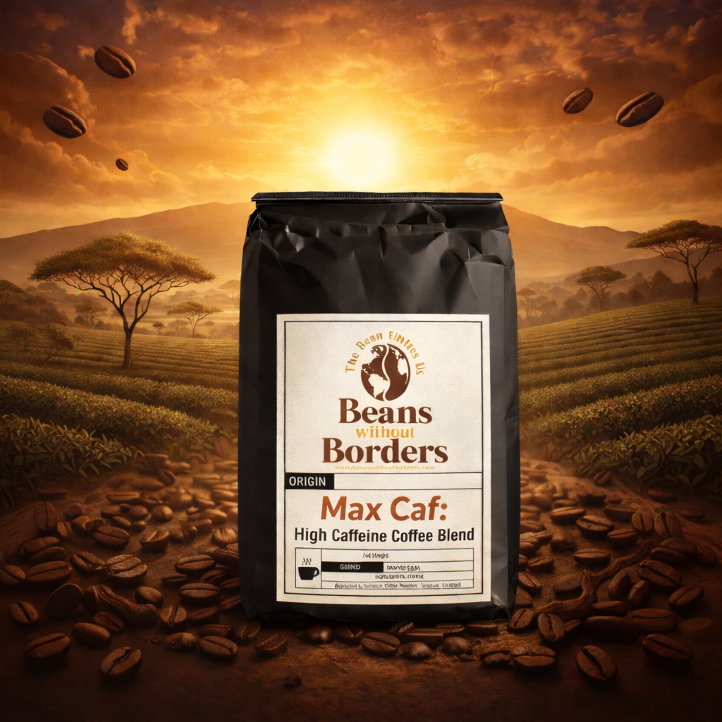 Max Caf: High Caffeine Coffee Blend from Tanzania & India