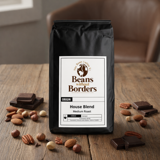 House Blend Medium Roast Coffee: Nutty Chocolate Flavors