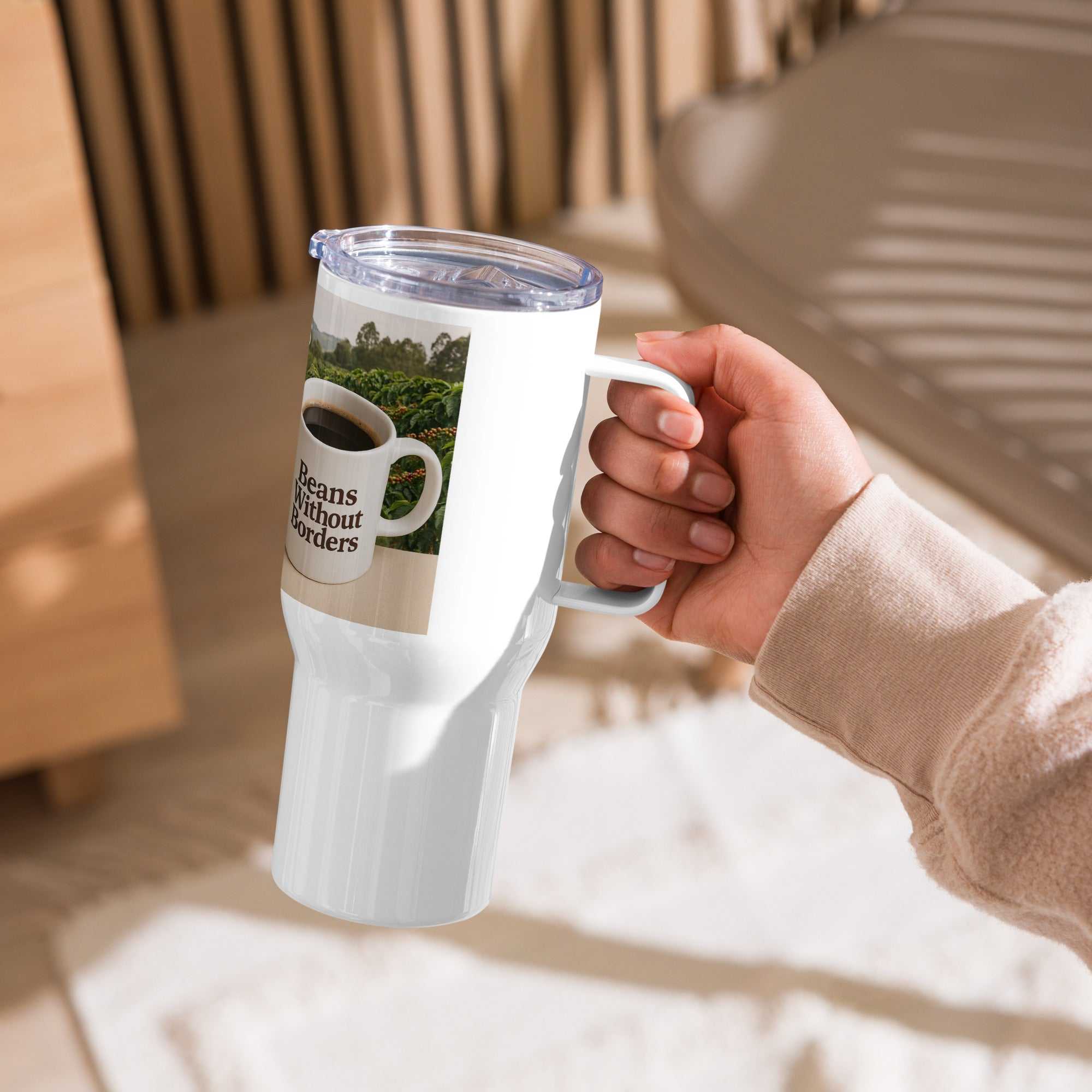 25oz Travel Mug- Stainless Steel  Beans Without Borders